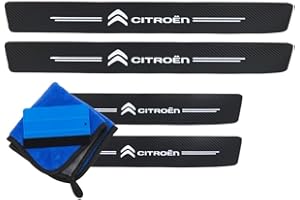 ODOKIT Seuil De Protection Porte Fibre De Carbone Noir - Compatible avec Citroen C1, C2, C3, C4, C5, Berlingo, C-Elysee, Picasso, Aircross - Accessoires 4 Pièces - Facile à Installer - Pose Rapide