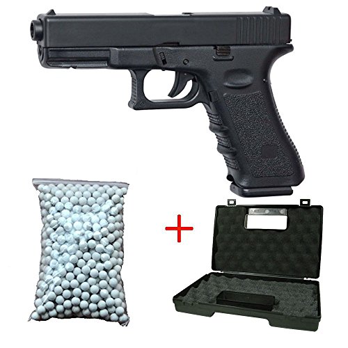 Galaxy Airsoft STTI Type Glock 17 à Ressort Couleur Noir Sachet de 600 Billes Offert Ainsi qu'une Mallette Forces Spéciales/Swat/Cosplay/Puissance 0.5 Joule