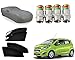 Auto Pearl Premium Quality Car Accessories Combo of Tripple Stiched Premium Grey Matty Car Body Cover with Mirror Pocket , Buckle Belt & Carry Bag & Premium Quality Zipper Magnetic Sun Shades Car Curtain. & Car Tyre Air Alert Valve Cap Set of 4 Pcs. For Chevrolet Beat Type-2 RS.2268.00