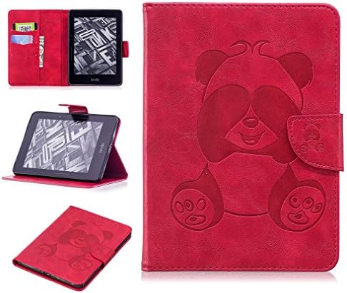 LMAZWUFULM Case for Amazon Kindle Voyage 3G (6,0 Inch) PU Leather Ultra-Thin Magnetic Closure Foldable Leather Cover Shy Panda Pattern of Bookstyle with Stent Function Holster Leather Case Flip Cover for Amazon Kindle Voyage 3G Tablet PC Red