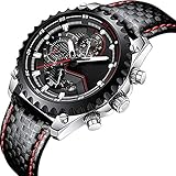 ★ Matériel: cadran en acier inoxydable et bracelet de montre avec protection contre les rayures et l'usure des montres de protection pour une utilisation à long terme. Fonctions: automatique date, automatique semaine, automatique mois et phase fonction. Toutes les touches de fonction fonctionnent et conviennent à toutes les occasions. Il convient également à la famille et aux amis de donner des cadeaux, des cadeaux d'affaires, des sports de plein air et des vacances..