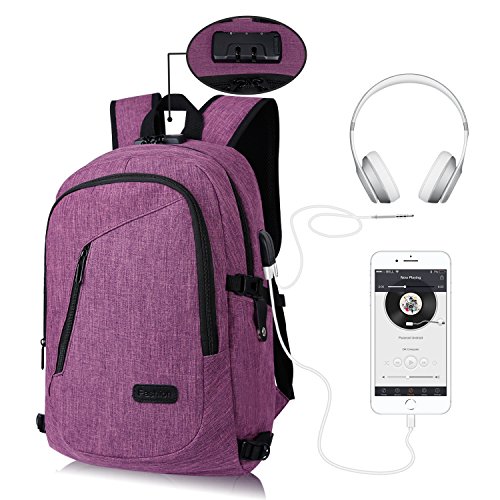 Preisvergleich Produktbild Laptop-Rucksack, CARQI Business Wasserdichte diebstahlsichere leichte Reise Arbeit Computer Rucksack mit USB-Ladeanschluss Kopfhöreranschluss und Schloss passt für Frauen und Männer 16”