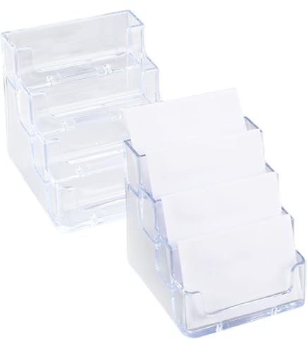 2 stuks transparante acryl visitekaarthouders voor op het bureau, tafel