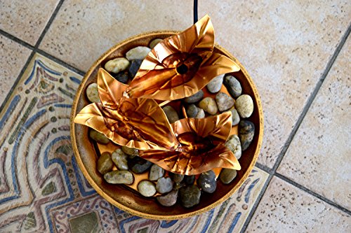 dobar 96420e Design Zimmerbrunnen mit Deko-Steinen, Blätter-Wasserspiel mit Pumpe für innen, Metall und Kunststoff, braun, 22.5 x 22.5 x 23.5 cm - 5