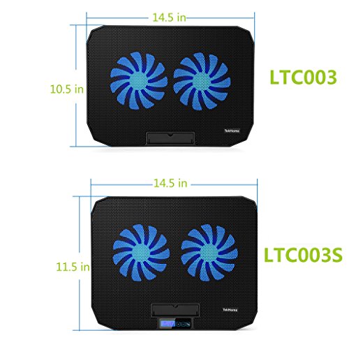 TekHome 2-Lüfter Cooling Pad, Gaming Cooler für Spielkonsolen und für Notebooks bis zu 15.6 Zoll, 5.5-Zoll Fan mit RPM 1500, LCD Windstärke 6, LED-Blaulicht, 5 Ebenenhöhen, 2 USB-Ports.(LTC003S) - 7