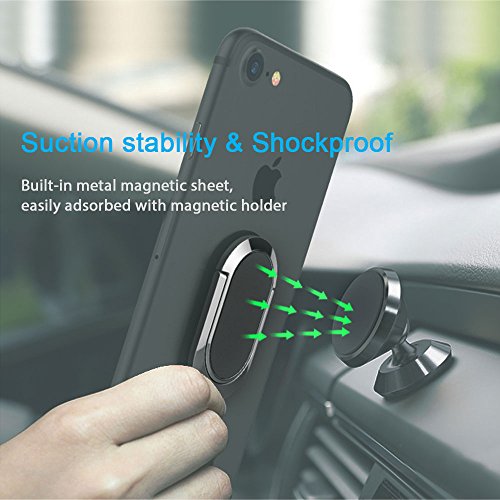 aceyoon Finger Ring Phone Holder Case for iPhone 7 Black 2 Pack Attachable Cell Phone Stand Grip 360 Degree Rotating Kickstand Universal Smartphone Holder Mount Metal for iPhone x 8 7 7 Plus 6 Samsung HTC