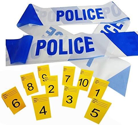 Crime Scene /Police Novelty Barrier Tapes and Evidence Markers (1-10) (10m, Police Tape & Frames)