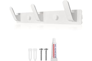 Sevenpers Percheros Pared Perchero Pared Blanco Perchero de Pared de Diseño Moderno con 3 Ganchos Dos Métodos de Instalación para Entrada Dormitorio Cocina Baño