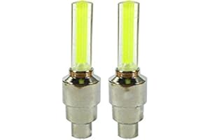 Simply Gorgeous 2 x Couleur néon LED Voiture vélo Valve de Roue Bouchon Anti-poussière - Jaune