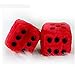 Produktbild Designerbox Ein Paar Aufhängen Plüschwürfel Fuzzy Plüsch Würfel mit Punkten für Auto innen Ornament Dekoration 7,5CM (Rot)