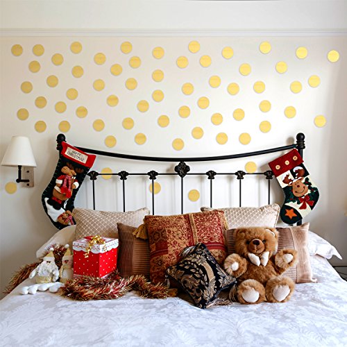 Outus Wandtattoo Konfetti Gold Dot Aufkleber 1.2 Zoll für Hauptdekor (216 Stück, Gold) - 6