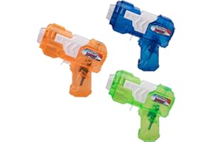 MOZZERS Aqua Shot Micro Blaster Water Gun - 3 Pack Bundle | Compact Soaker in Blue, Orange & Green | Outdoor Summer Fun | Ages 3+