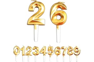WLHGH Geburtstag Kerzen, 26th/62th Geburtstag Gold Nummer Geburtstagskuchen kerzen, Kuchen Dekoration für Geburtstag Party Hochzeit Jahrestag Abschlussfeier Feier Lieferungen