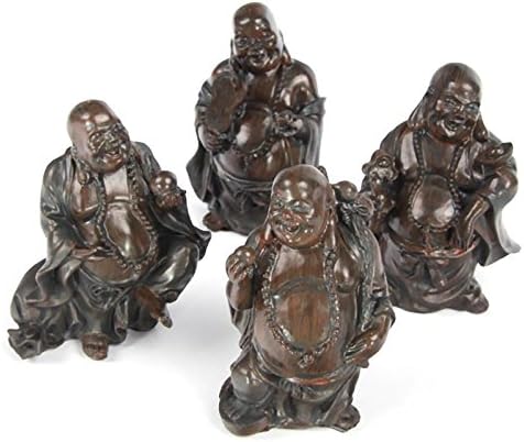 Wood Effect Laughing Buddha Assorted Designs, Small