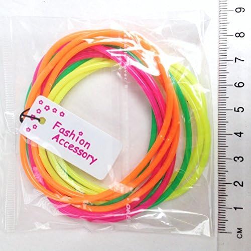 2 X Pack of 12 Neon Gummie Bracelets / Bright Bangles / Gummy Bands - great party bag fillers and 80s fancy dress accessories