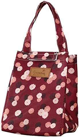 Dorapocket Foldable Diet Management Lunchbox Sack Collapsible Carry-on Mommy Tote Bag Freezer Safe Eco-friendly Pocket,Wine Flowers