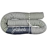 Bettschlange mit Name, Bettrolle, grau/blau 200cm