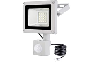 NIKEEYEN 20W Faretto LED da Esterno con Sensore di Movimento 1600LM IP65 Impermeabile Faro LED 6500K Bianca Fredda Faretto Esterno Illuminazione per Garage Terrazza Portico Giardino Corridoio
