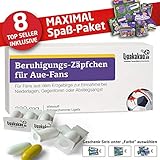 Inhalt: 1x Liga-Apotheke inklusive 1x Packung Beruhigungs-Zäpfchen, 1x Packung Vereinswechsel-Therapie, 1x Packung ZYANKALiga + 1x Malbuch f. Beschränkte + 1x Verstand + 1x Kleine Pimmel + 1x Spezial Lümmeltüten + 1x Fan-Entferner