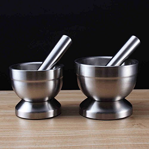 vancore (TM) Edelstahl Mörser und Pistill Spice Grinder Knoblauch Gerät für Küche, edelstahl, L - 6