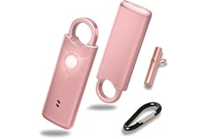 VOLTEK News kit Alarme métal loquet de sécurité Femme Defense + detecteur Porte et fenêtre autodéfense Auto Alarme Mini Autonome + sifflet Urgence personnelle Lampe puissante 135 DB, USB-C (Rose)
