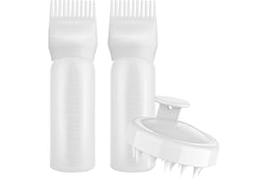 Hbaid 2 Stück Haarfärbebürste Flasche Haarfärbemittel Flasche Bürste Färben Shampoo Flasche,Wiederverwendbares Haarfärbemittel für Haarfärbemittel Färbung Kopfhautbehandlung Unerlässlich(Weiß)