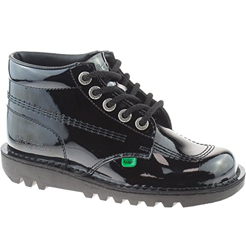 Ladies Girls Leather Black Kick Hi School Shoes Kf0000120 Size