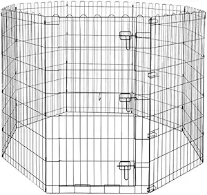 Dog Trust Foldable Metal Pet Dog Exercise Fence Pen with Gate Black, 36 Inch