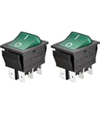 Powice 2x LED Wippschalter 4-polig - Selbstsichernder Schiffsschalter 35A/12V Mit Rotem Licht