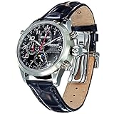 Ingersoll Herren-Armbanduhr XL Cooke Chronograph Automatik Leder IN6110BK