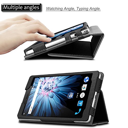 Odys Pluto 7 Hülle Case, Infiland Slim Fit Folio PU-lederne dünne Kunstleder Schutzhülle Cover Tasche für Odys Pluto 7 17,7 cm (6,98 Zoll HD IPS Display) Phablet (mit Auto Schlaf / Wach Funktion)(Schwarz) - 3