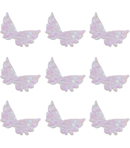 12x Mini Engelsflügel Aufnäher - Weiße Stoffflügel Zum Aufbügeln & Nähen (12,5x7cm)