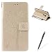 Produktbild HUAWEI Mate S Hülle, Feeltech Premium Design PU Leder Beschützer Haut Schutzfolie Tasche, Geprägte Baum Katzen Schmetterlings Blumen Muster [with Free Stylus Pen] Kartenfächer Kreditkarte Holder Stand Funktion Magnetverschluss Bookstyle Flip Wallet Handyhülle für HUAWEI Mate S - Gold