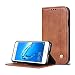 Produktbild Huawei Y7 Prime Hülle, SunFay Tasche Leder Hülle Flip Case Schutzhülle Magnetverschluss PU Leder Retro Wallet Deckel mit Kartensteckplätze Tasche für Huawei Y7 Prime - Braun