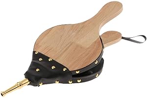 Currentiz Cheminée en Bois Soufflet pour Cheminée Moderne Nouveau en Bois Main Soufflet Brun Foncé en Bois Couleur Grain Cheminée Ventilateur Traditionnel Cheminée Accessoires