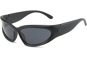 LJCZKA Lunette de Soleil Enveloppantes y2k Homme Femme - Lunettes de Soleil Futuriste Ovale lunettes de cyclisme vélo sport de Protection UV
