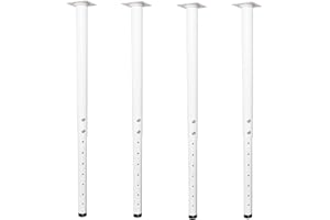 Jahof Adjustable Table Legs 55-90cm, Metal Desk Legs Ø42/38mm with Screws, Telescopic Furniture Legs for Tabletop, DIY Desk, Home, Office, Set of 4 (White)