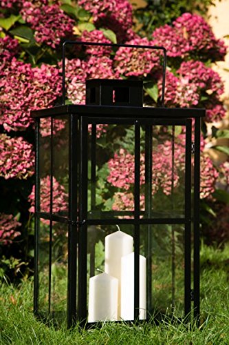 Schwarze schwere stabile Laterne H: 60cm Windlicht Stalllaterne Metalllaterne - 5