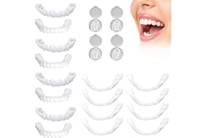 Dhqkqg 4 Paia Dentiera Provvisoria, Denti Finti Dentiera Provvisoria, Dentiera Finta, Dentiera, Faccette Cosmetiche, Faccette Dentali, Finti Dentiera Provvisoria, Faccette Dentali per Uomini e Donne