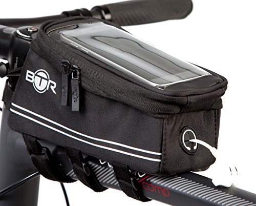 BTR Fahrradtasche mit Mobiltelefon-Halterung – Wasserabweisende Fahrrad-Rahmentasche. Handy Fahrradhalterung. Schwarz Fahrradrahmentaschen. Neue verbesserte Edition, für alle Fahrradtypen geeignet - 4
