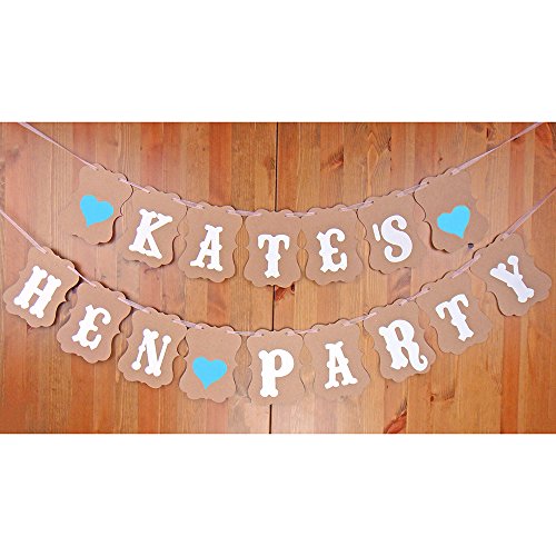 Rzctukltd Personalised Vintage Hen Party Bunting Banner Garland (Blue)