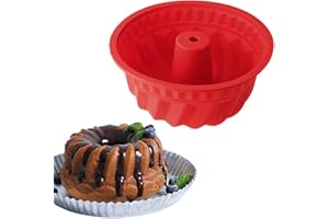 Xinlie Silikon Gugelhupfform Rot Kuchenform aus Silikon BPA-frei Silikon Backform Rot Backform aus Silikon Hochwertige Siliko