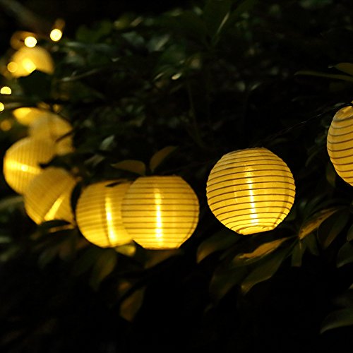 GDEALER Solar Outdoor Lichterkette 6 Meter 30 LEDs Lampions Laterne Solarbetrieben Lichterkette Wasserfest Weihnachten Dekoration für Garten, Terrasse, Hof, Haus, Weihnachtsbaum, Feiern – Warmweiß - 3