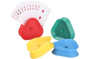XESPIS 4 Stück Kinder Kartenspiel,Freisprech Kartenständer, Dreieckiger Spielkartenhalter, Kunststoff Kartenhalter, Spielkarten Halter für Senioren Erwachsene