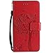 Produktbild DENDICO Moto C Plus Hülle, Leder Handyhülle mit Standfunktion und Kartenfach, Magnetverschluss Flip Brieftasche Etui Schutzhülle für Moto C Plus - Rot