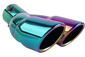 MOCNT Addensato Tubo di Scarico per Auto Acciaio Inossidabile Terminale di Scarico Silenziatore Punta di Scarico Coda Scappamento Modificato Uscita Doppio Curva Colorato