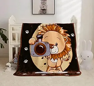 CULLINAN Baby Blanket Soft Cozy 300 GSM Blanket for Boy and Girl Blanket or Baby Wrap Bright Colours and Quality Material Blanket Throw 41 X 31 Inches (Lion Coffee)