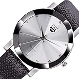 Holeider Herren Armbanduhr Luxus Analog Quartz Uhr mit Kunstleder Armband Mode Uhren 5 Farbe,