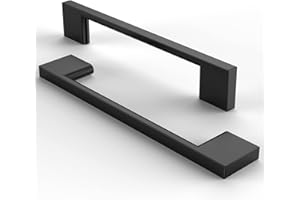 FURNIWARE 10 maniglie per armadi e cucina, nero opaco, distanza 128 mm, acciaio inox spazzolato