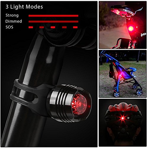 Jasonwell Hellsten wiederaufladbaren Zoomable einstellbarer Fokus 1200 Lumen Cree LED T6 Fahrradbeleuchtung Frontlicht Aluminium IPX6 wasserdicht Mountainbike leichte Handheld Taschenlampe mit Rücklicht, 18650 Lithium-Ionen-Akku und Ladegerät - 9
